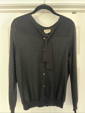 Dries Van Noten Black Bow-Tie Cardigan Sweater